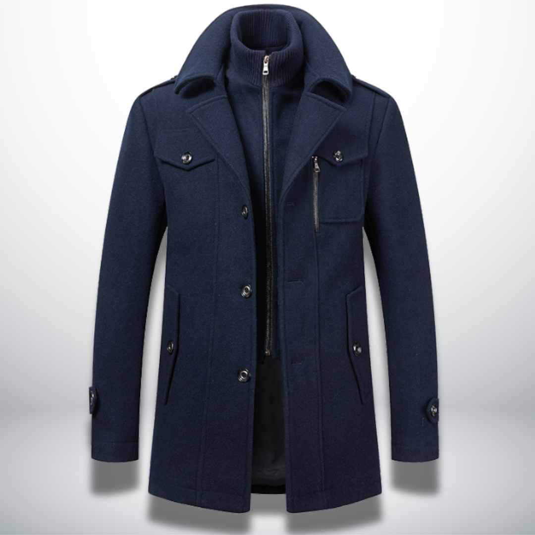 Men's Regular Fit Button-Up Overcoat