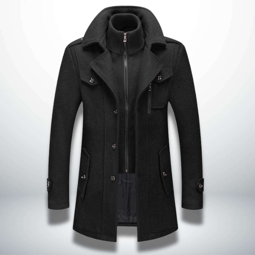 Men's Regular Fit Button-Up Overcoat