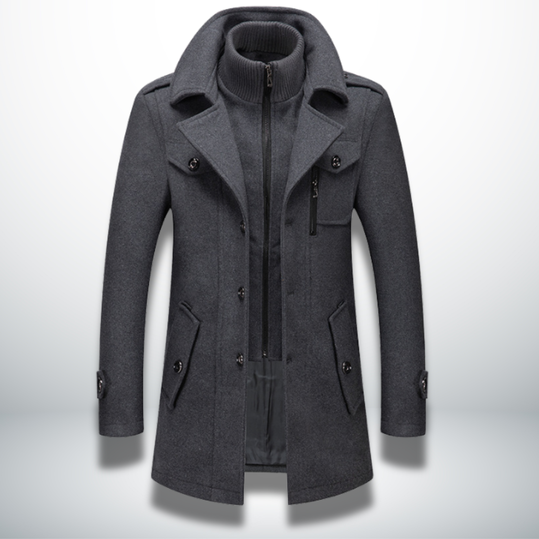 Men's Regular Fit Button-Up Overcoat