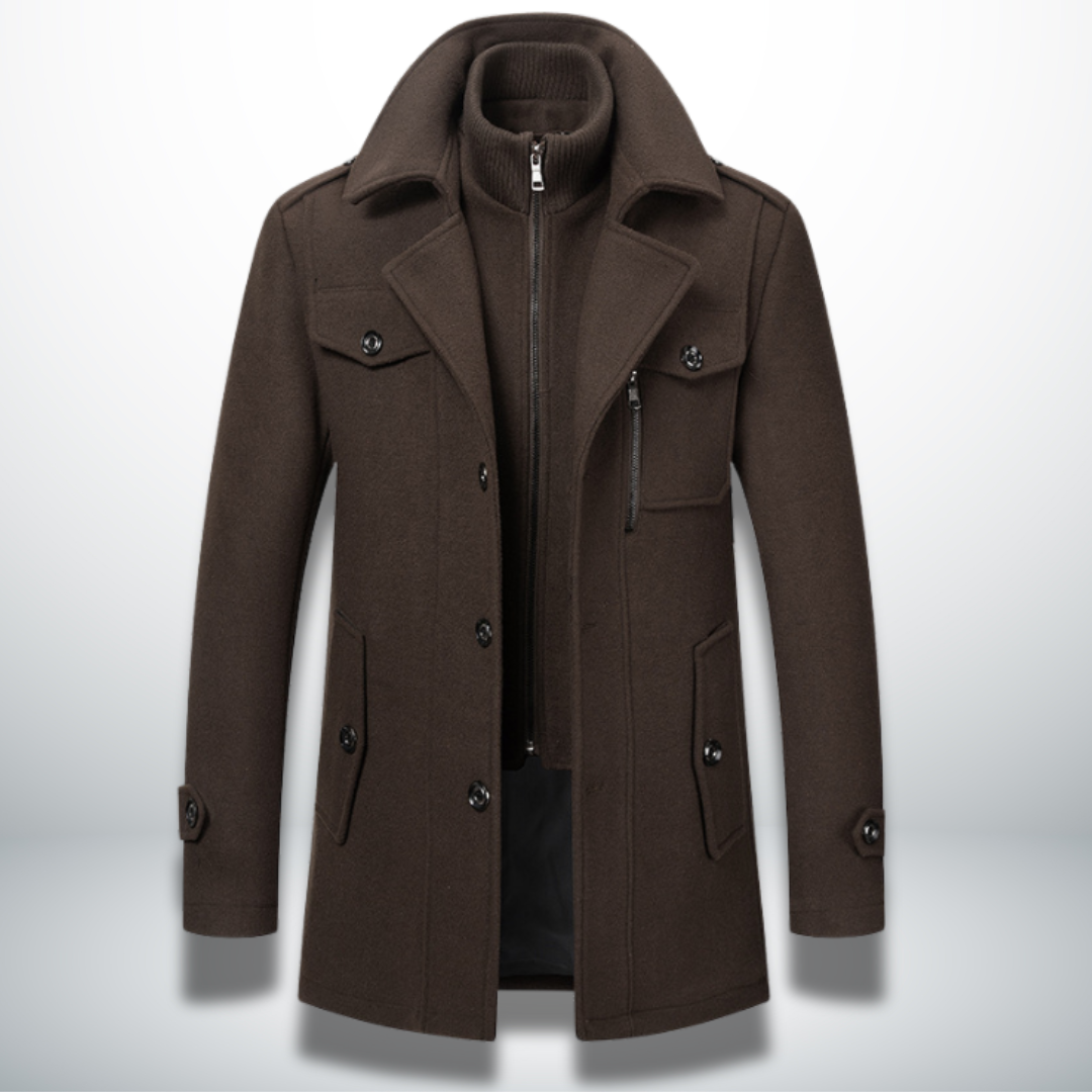 Men's Regular Fit Button-Up Overcoat