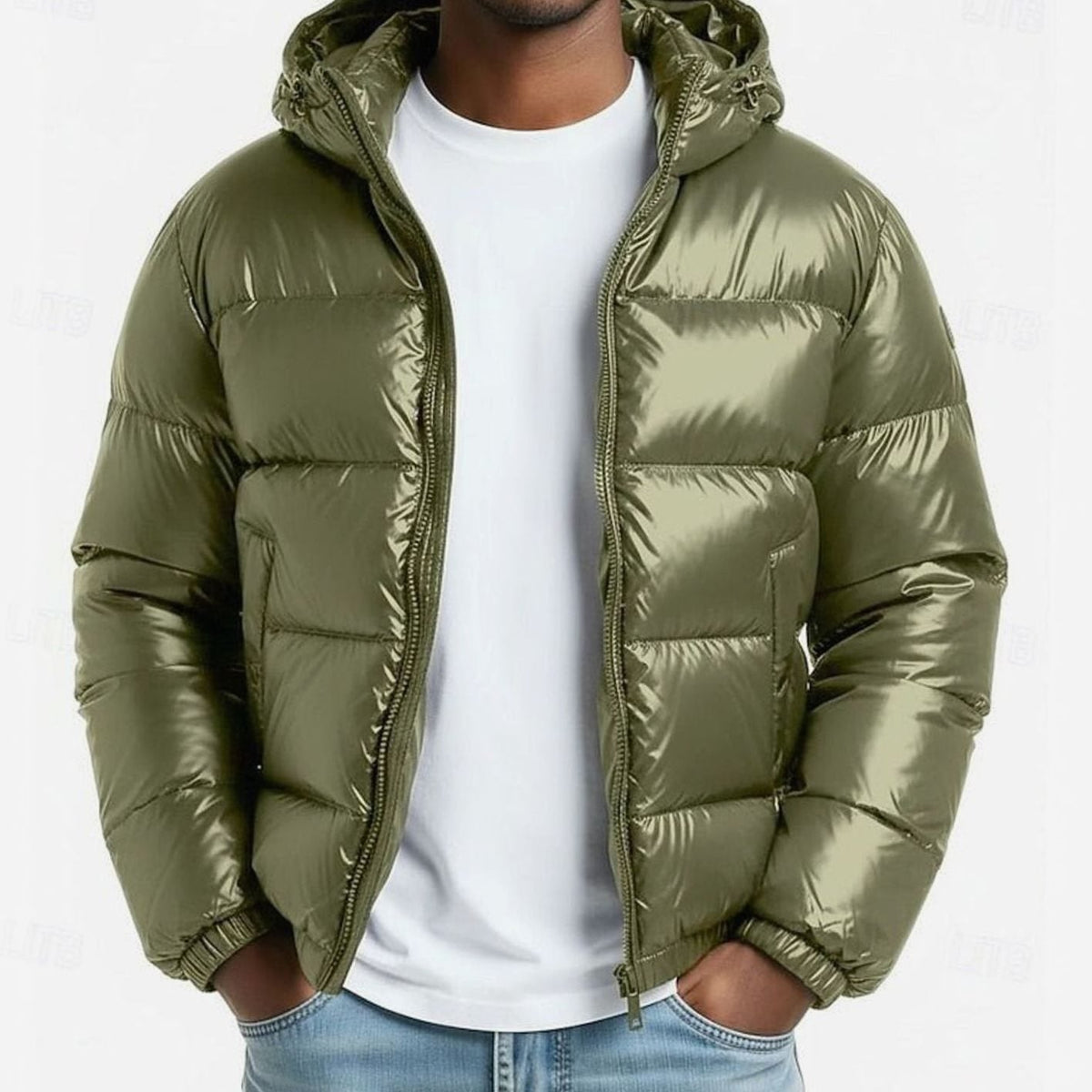 Men's Regular Fit Full-Zip Hooded Puffer Jacket