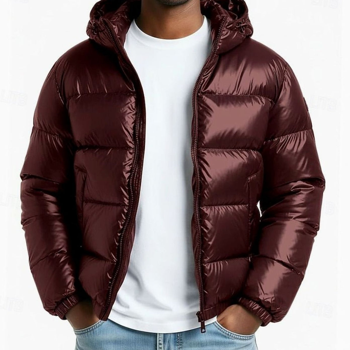 Men's Regular Fit Full-Zip Hooded Puffer Jacket