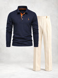 Men's Regular Fit Long Sleeve Polo & Pants Set