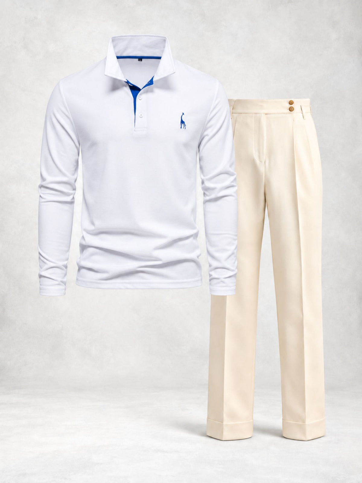 Men's Regular Fit Long Sleeve Polo & Pants Set