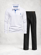 Men's Regular Fit Long Sleeve Polo & Pants Set