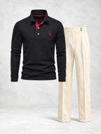 Men's Regular Fit Long Sleeve Polo & Pants Set