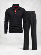 Men's Regular Fit Long Sleeve Polo & Pants Set