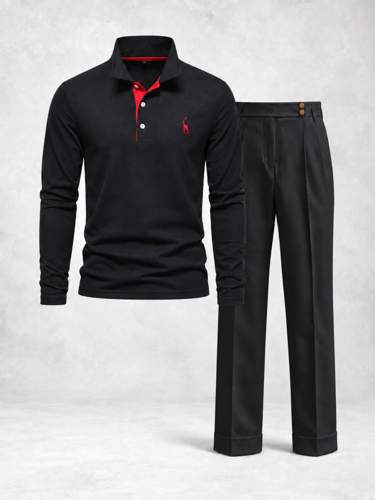 Men's Regular Fit Long Sleeve Polo & Pants Set
