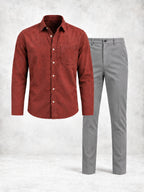 Men's Regular Fit Long Sleeve Shirt & Pants Set