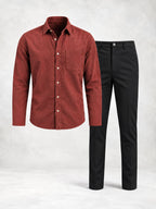 Men's Regular Fit Long Sleeve Shirt & Pants Set