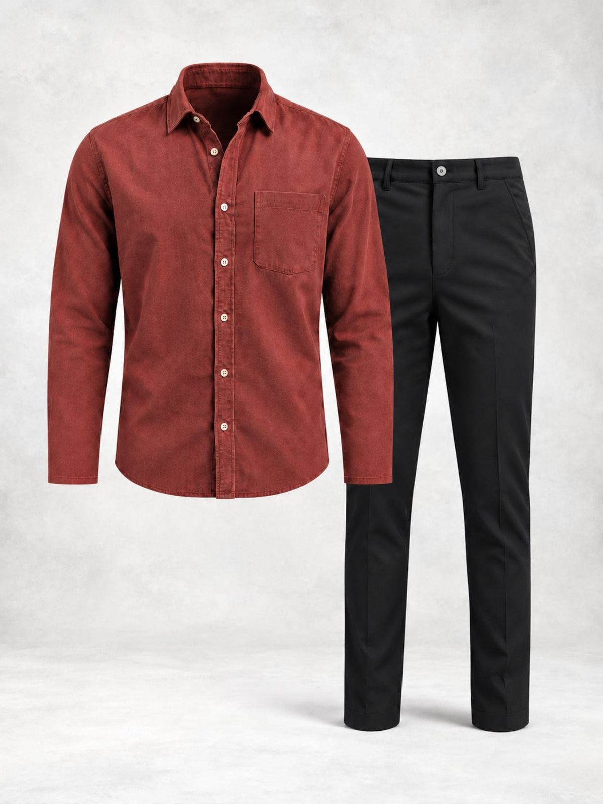 Men's Regular Fit Long Sleeve Shirt & Pants Set