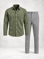 Men's Regular Fit Long Sleeve Shirt & Pants Set