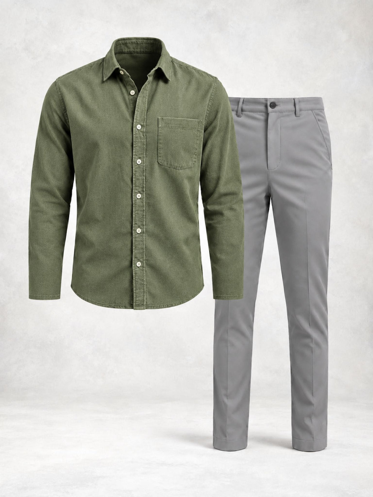 Men's Regular Fit Long Sleeve Shirt & Pants Set