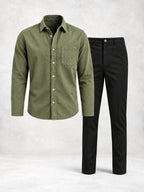Men's Regular Fit Long Sleeve Shirt & Pants Set