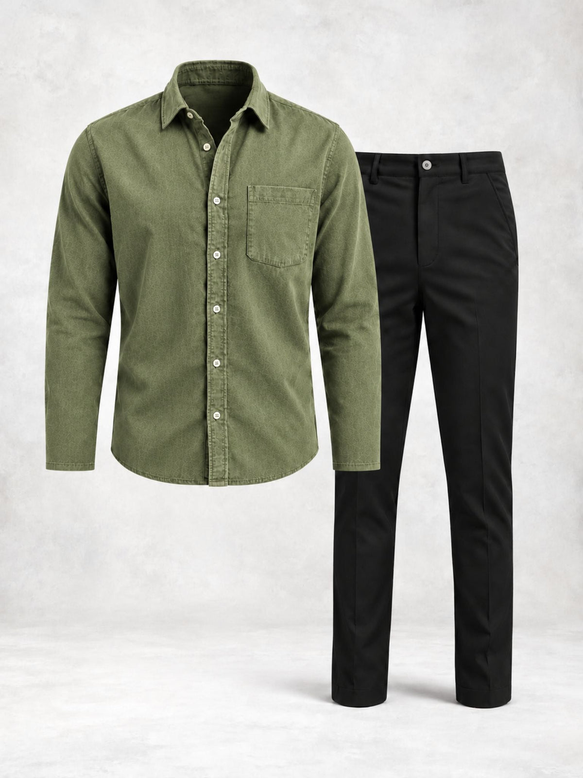 Men's Regular Fit Long Sleeve Shirt & Pants Set