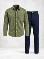 Men's Regular Fit Long Sleeve Shirt & Pants Set