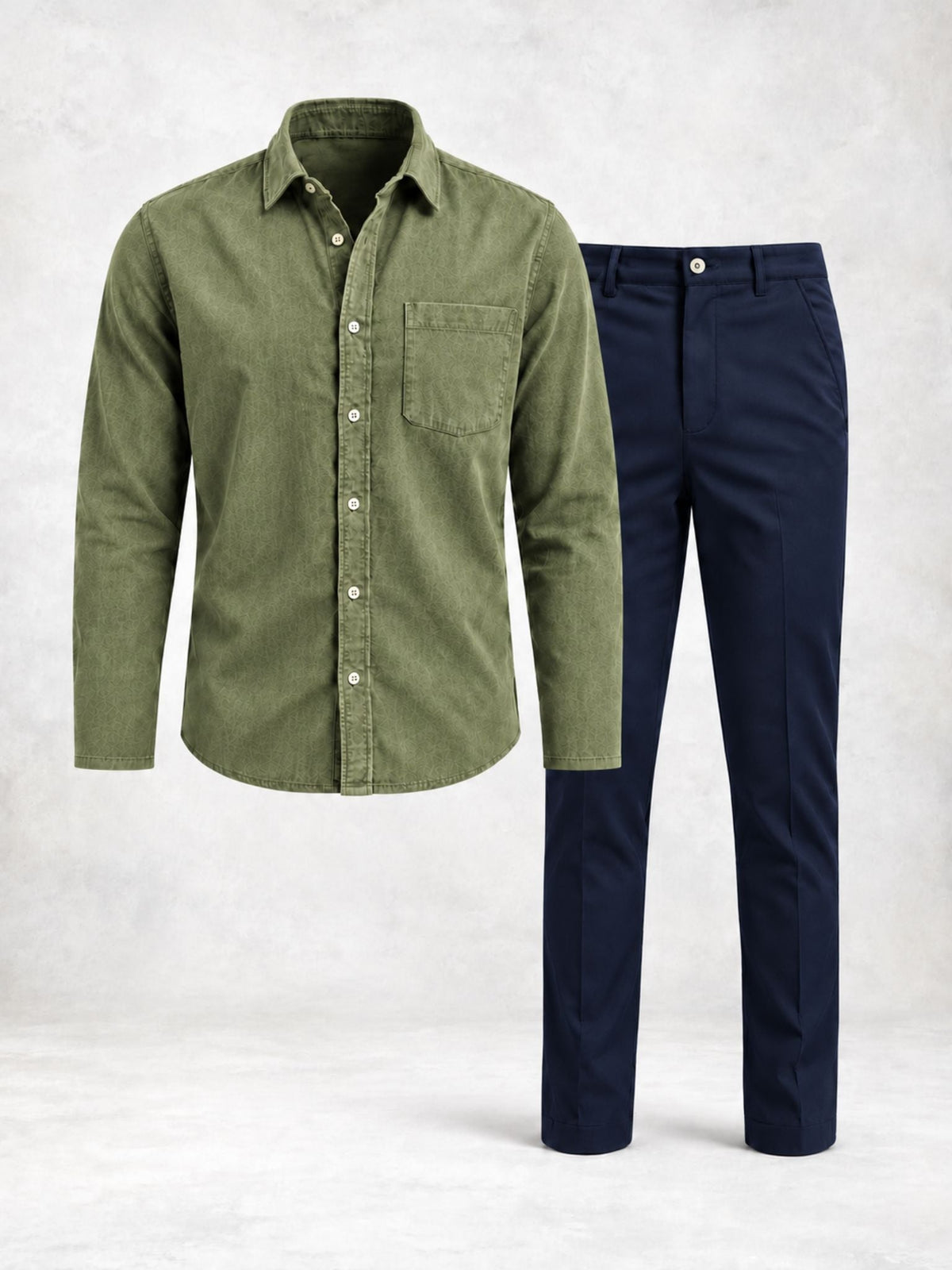 Men's Regular Fit Long Sleeve Shirt & Pants Set