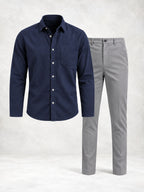 Men's Regular Fit Long Sleeve Shirt & Pants Set