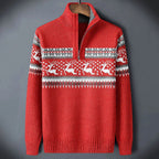 Men's Reindeer Pattern Half-Zip Sweater