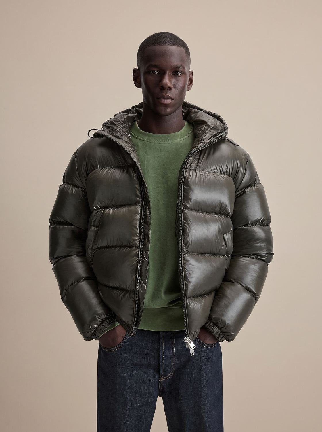 Men's Relaxed Fit Full-Zip Hooded Puffer Jacket