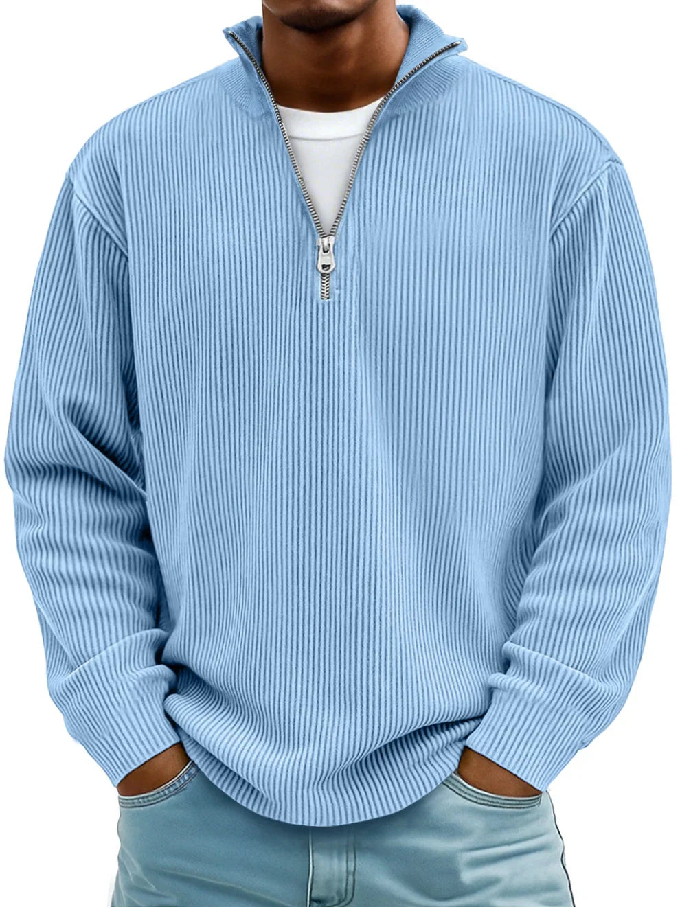 Men's Relaxed Fit Ribbed Half-Zip Sweater