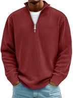 Men's Relaxed Fit Ribbed Half-Zip Sweater