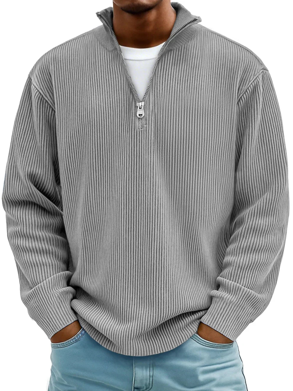 Men's Relaxed Fit Ribbed Half-Zip Sweater