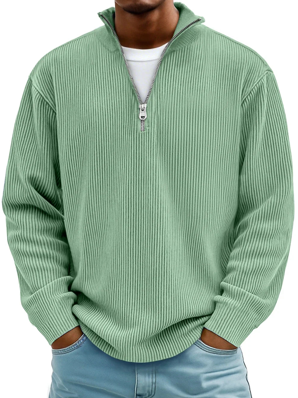 Men's Relaxed Fit Ribbed Half-Zip Sweater