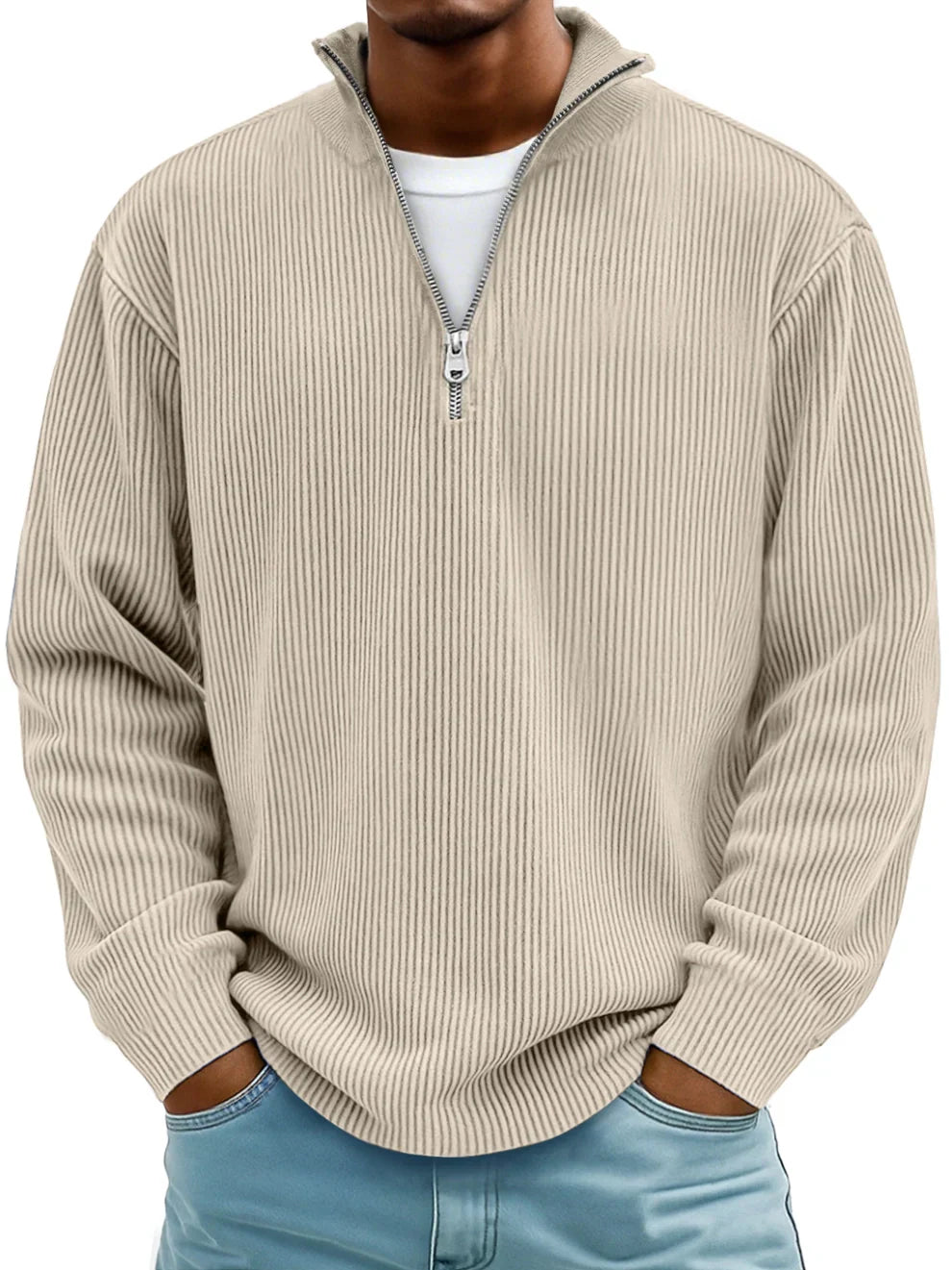 Men's Relaxed Fit Ribbed Half-Zip Sweater