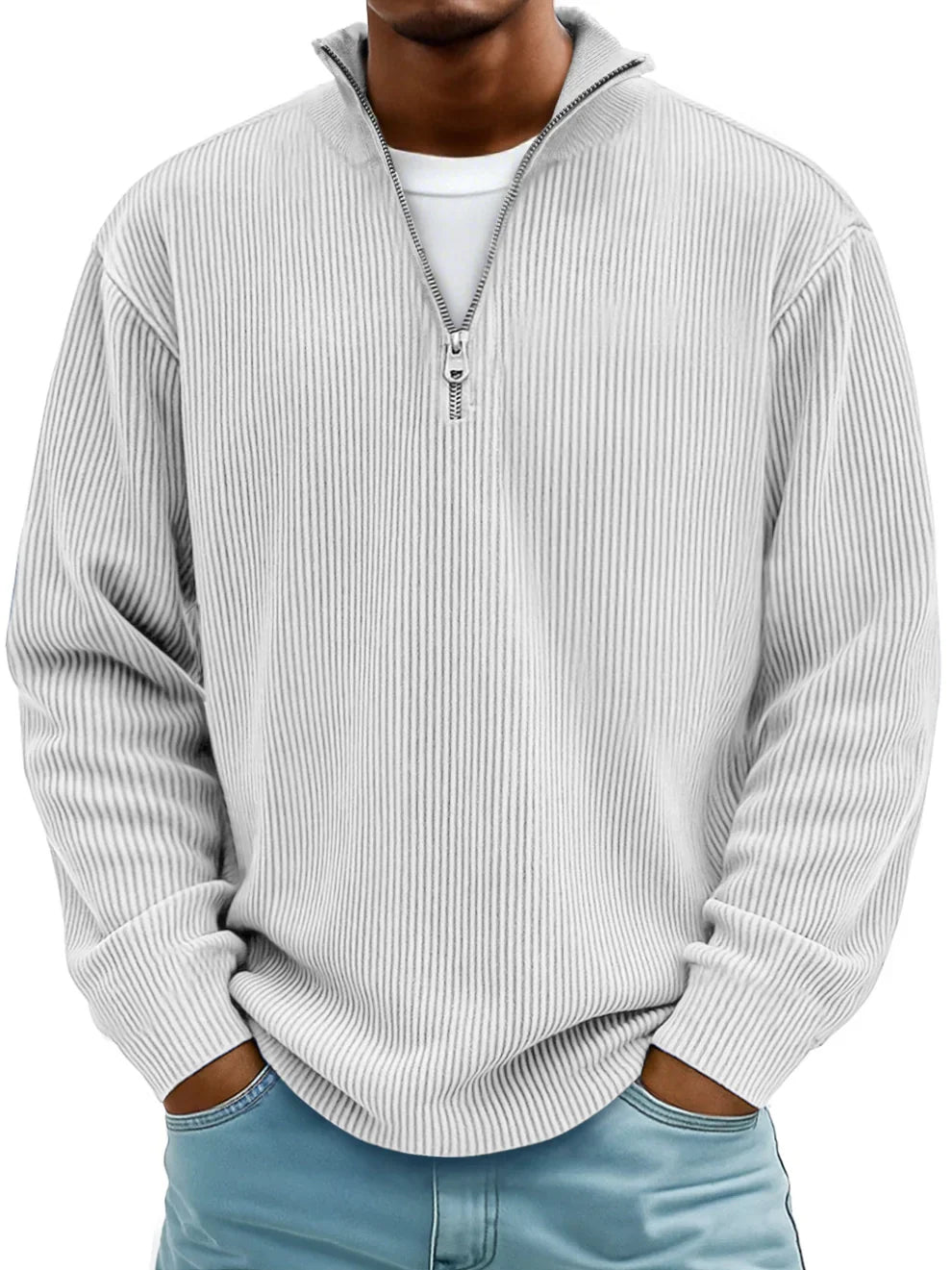 Men's Relaxed Fit Ribbed Half-Zip Sweater
