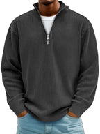 Men's Relaxed Fit Ribbed Half-Zip Sweater