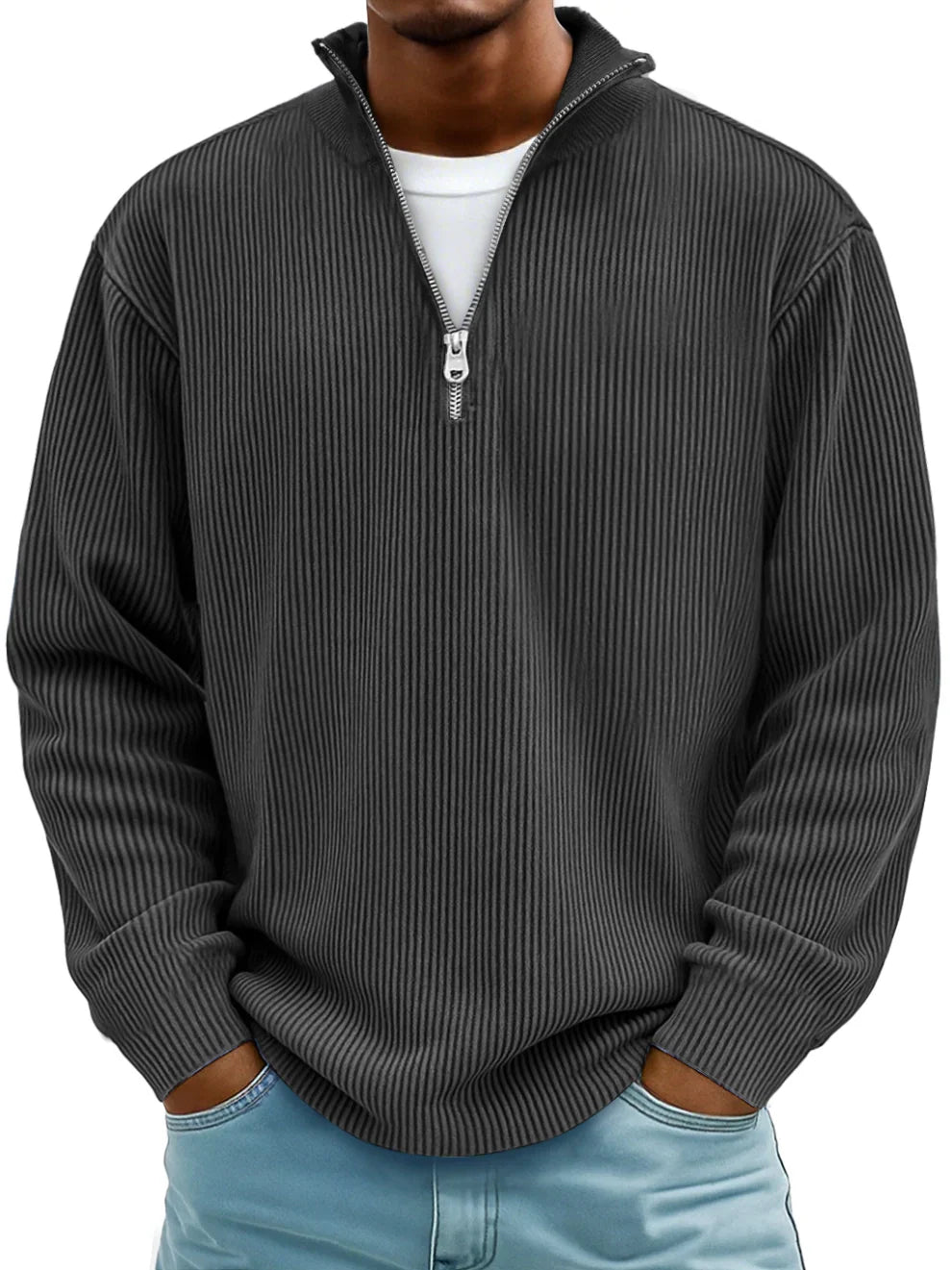 Men's Relaxed Fit Ribbed Half-Zip Sweater