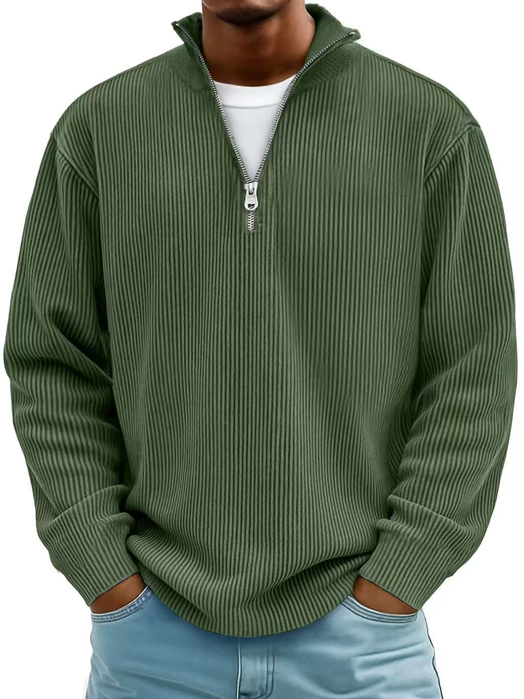 Men's Relaxed Fit Ribbed Half-Zip Sweater