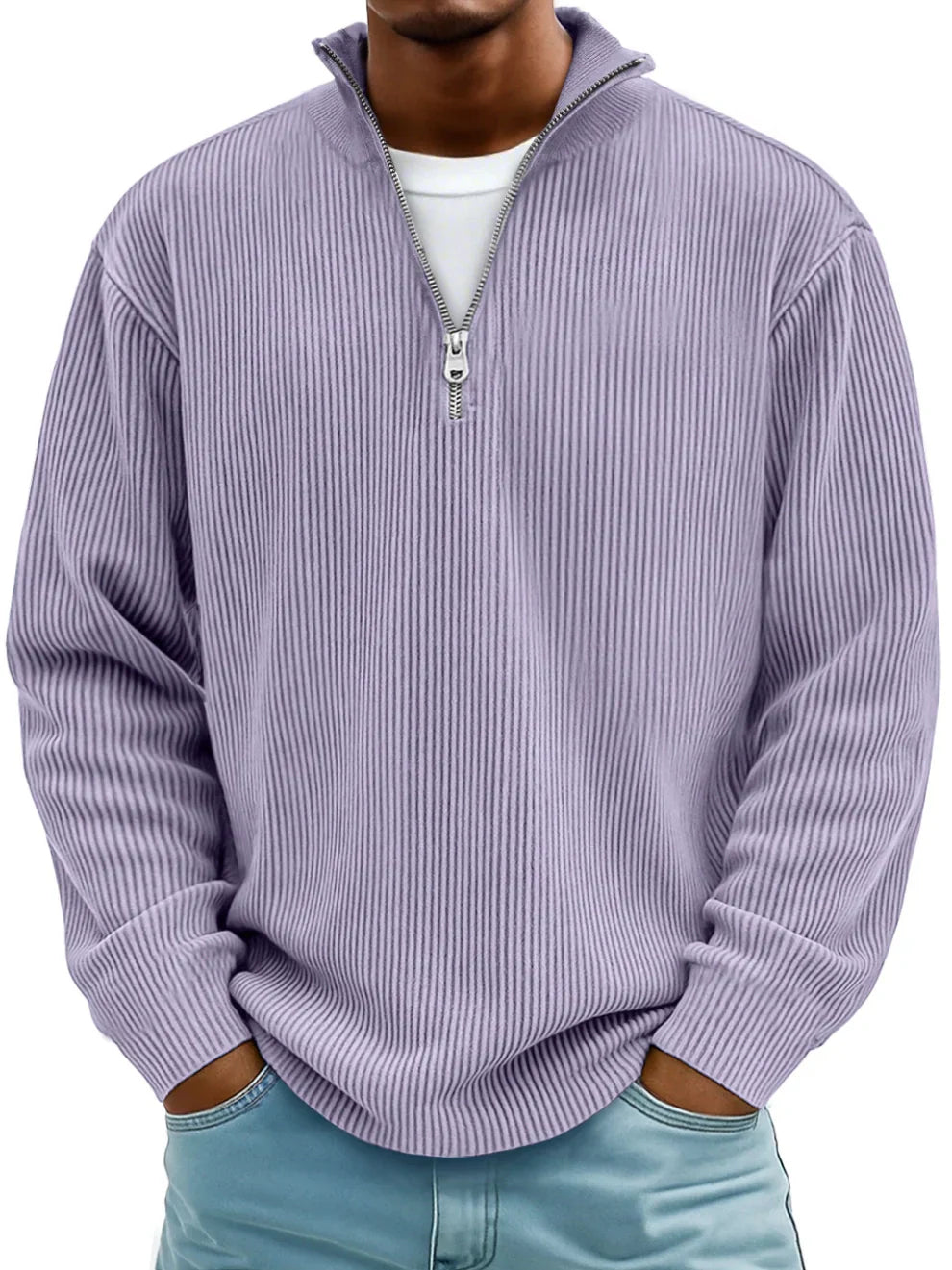 Men's Relaxed Fit Ribbed Half-Zip Sweater