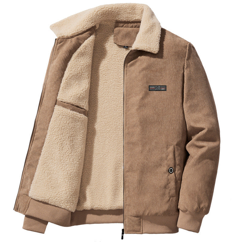 Men's Ribbed Full-Zip Faux Shearling Jacket