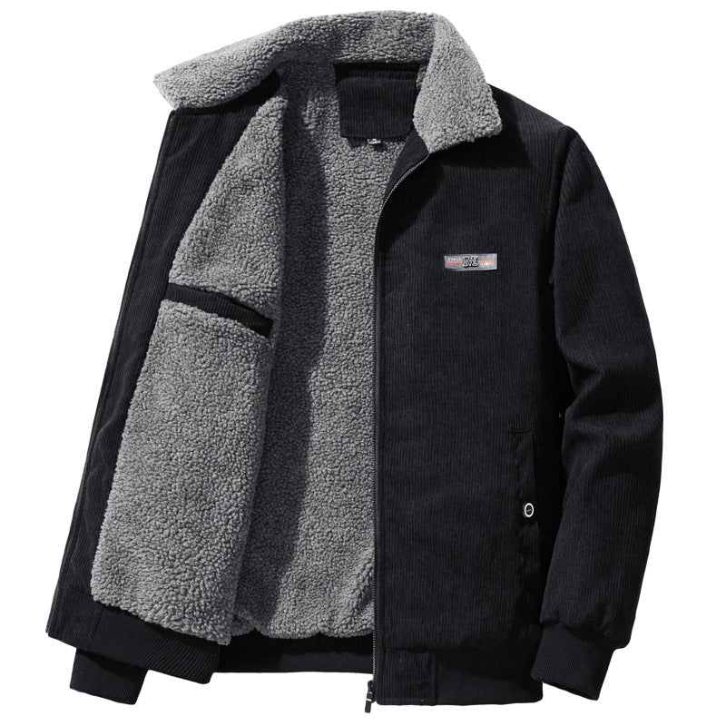 Men's Ribbed Full-Zip Faux Shearling Jacket