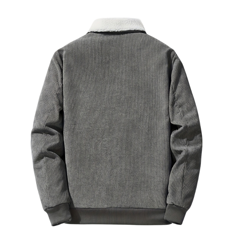 Men's Ribbed Full-Zip Faux Shearling Jacket