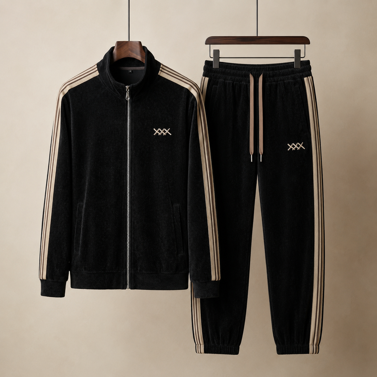 Men's Ribbed Full-Zip Tracksuit Set