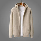 Men's Ribbed High Collar Zip-Up Cardigan