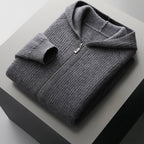 Men's Ribbed High Collar Zip-Up Cardigan