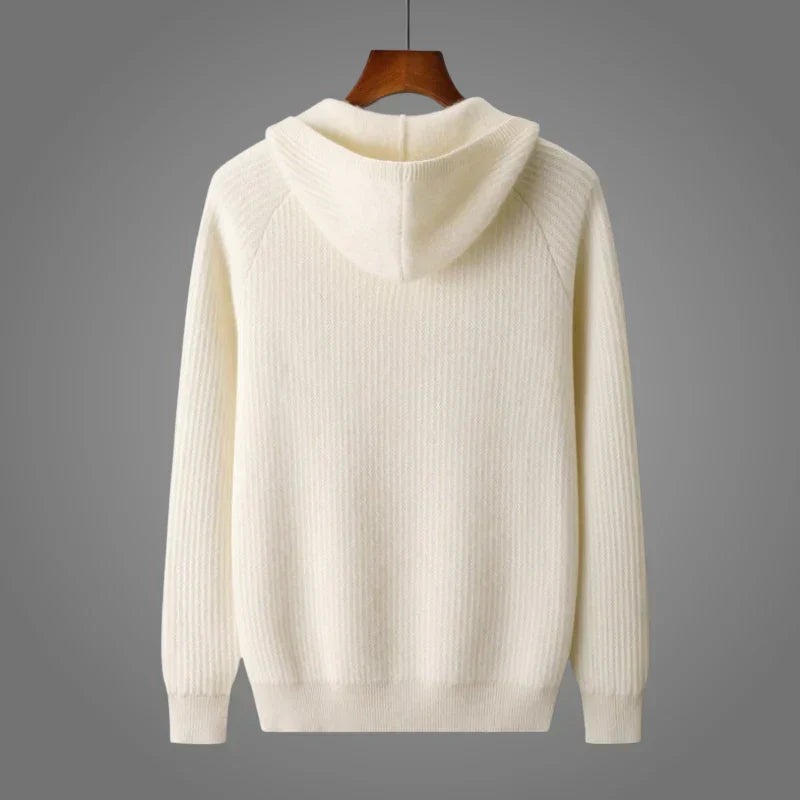 Men's Ribbed High Collar Zip-Up Cardigan