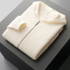 Men's Ribbed High Collar Zip-Up Cardigan