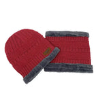 Men's Ribbed Knit Beanie and Neck Warmer Set