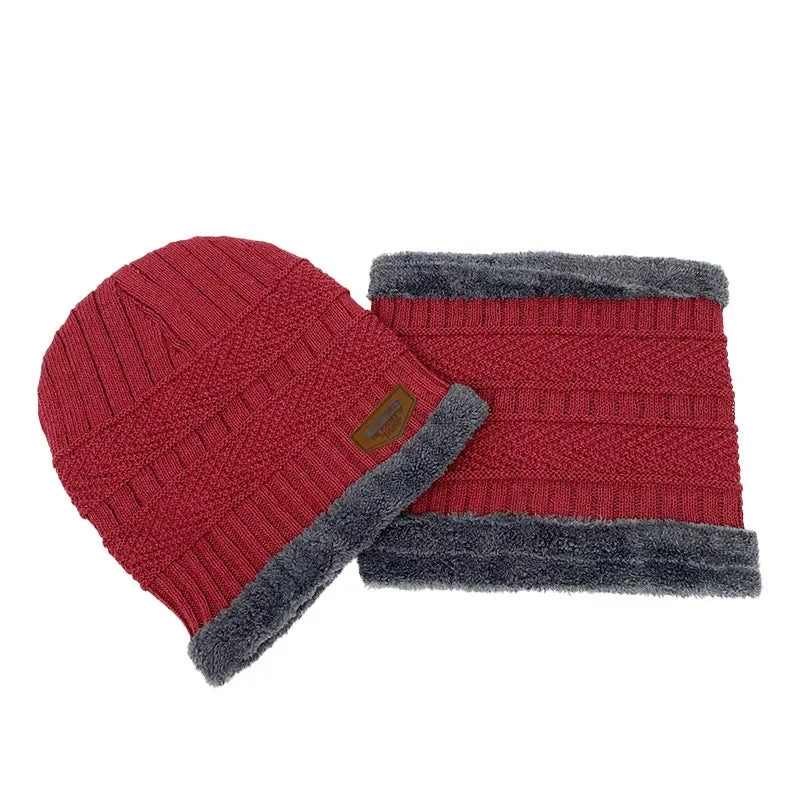 Men's Ribbed Knit Beanie and Neck Warmer Set