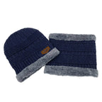 Men's Ribbed Knit Beanie and Neck Warmer Set