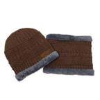 Men's Ribbed Knit Beanie and Neck Warmer Set