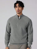 Men's Ribbed Knit Mock Neck Quarter-Zip Sweater
