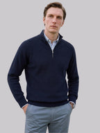 Men's Ribbed Knit Mock Neck Quarter-Zip Sweater