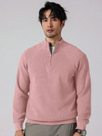 Men's Ribbed Knit Mock Neck Quarter-Zip Sweater
