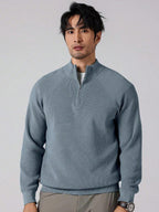 Men's Ribbed Knit Mock Neck Quarter-Zip Sweater